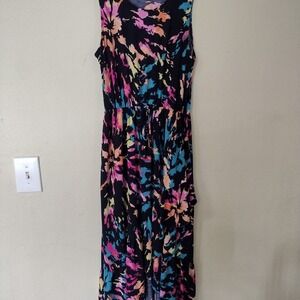 Sew In Love Women's Maxi Dress Small Black Pink Blue Abstract Sleeveless